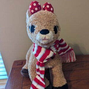 Clarice Build A Bear 16" Plush Rudolph the Red Nosed Reindeer Scarf Bow Heart